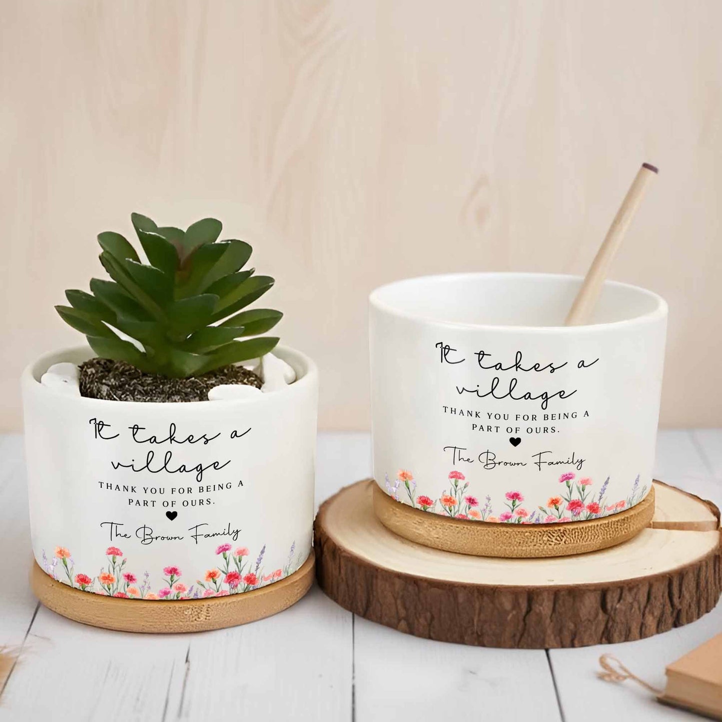 Personalized Ceramic Plant Pot for Teacher with personalized design details for meaningful gifting image 7
