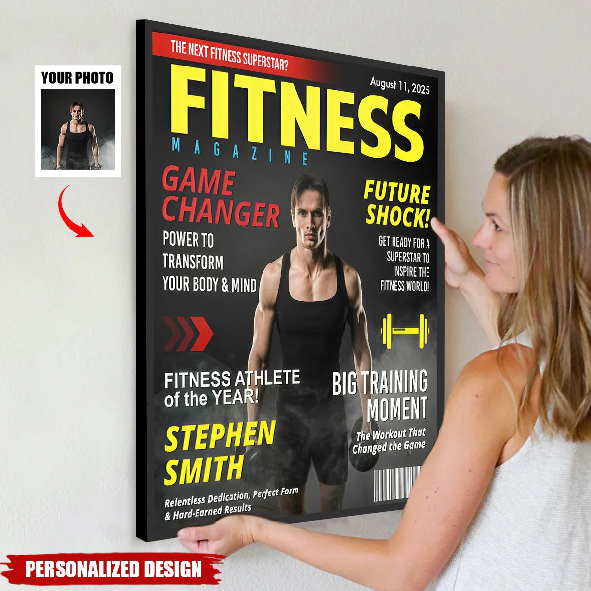 Canvas / Poster material and size view - Custom Fitness Magazine Cover Poster