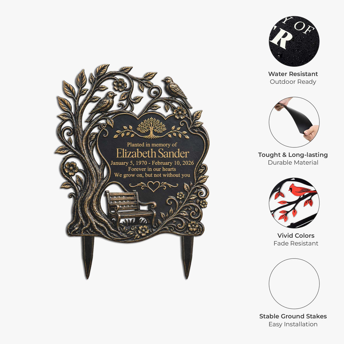 Personalized "Forever In Our Hearts" Metal Garden Stake – Custom Memorial Grave Marker & Sympathy Keepsake Gift for Loss of a Loved One
