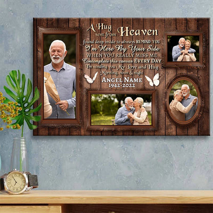 "A Hug Sent From Heaven" Personalized Memorial Canvas / Poster - Custom Wall Art for Family Sympathy Gift