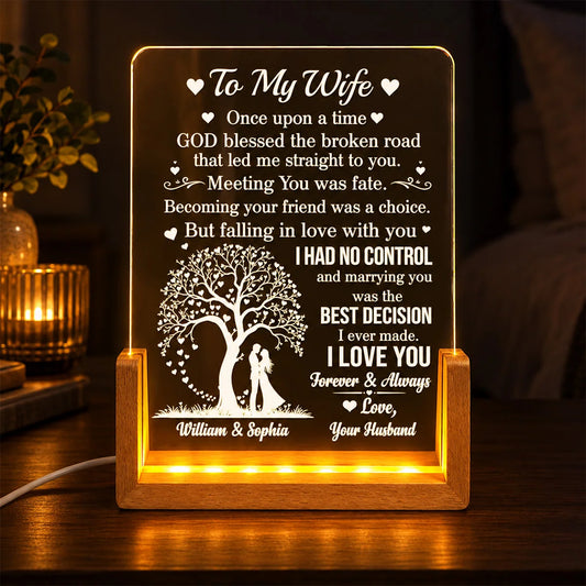 Marrying You Was The Best Decision - Personalized Acrylic Night Light to Couples Husband Wife Gift