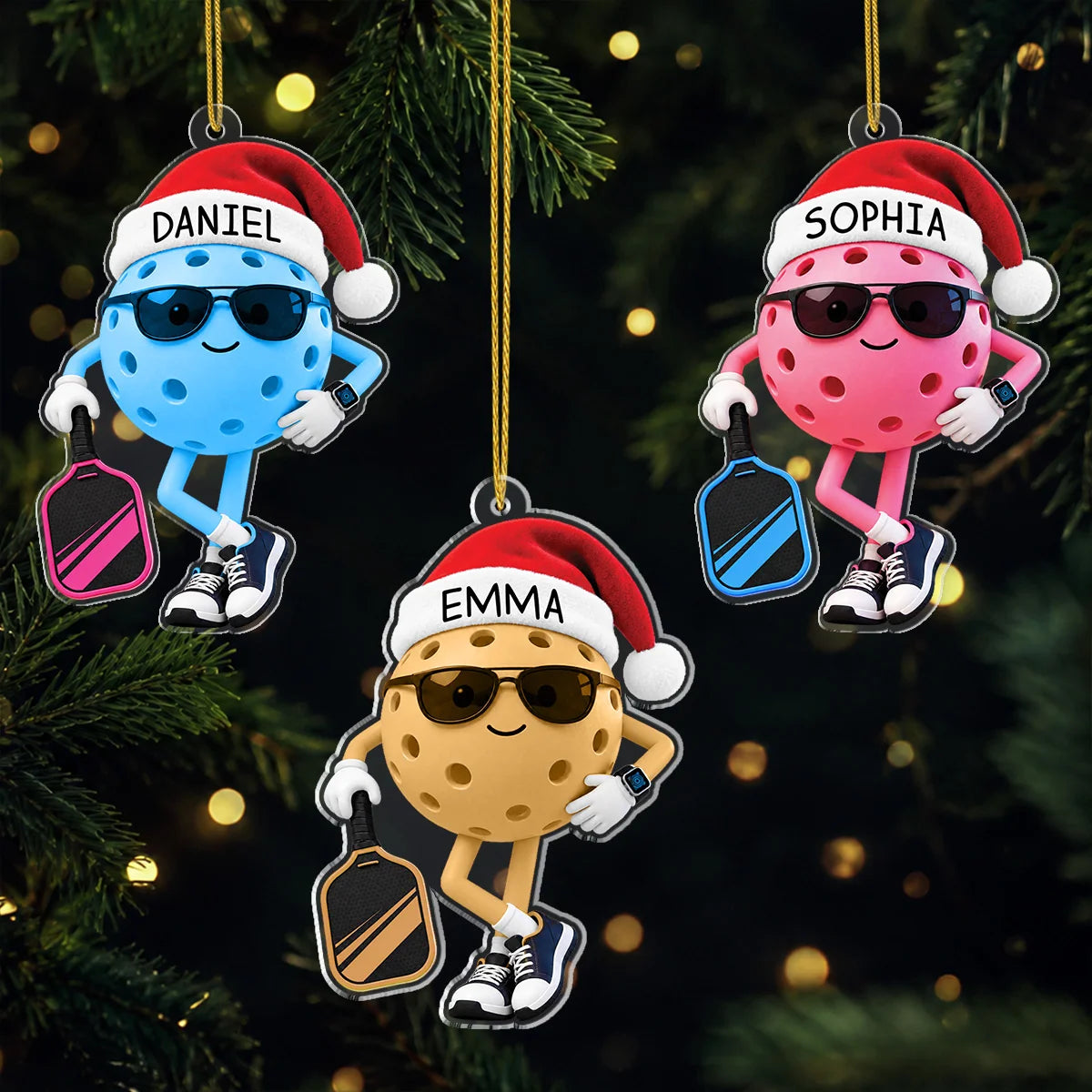 Cool Pickleball Santa Personalized Acrylic Ornament - Custom Christmas Holiday Gift for Players