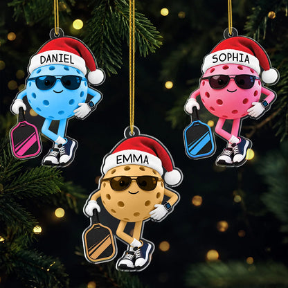 Cool Pickleball Santa Personalized Acrylic Ornament - Custom Christmas Holiday Gift for Players