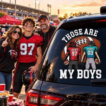 Those Are My Boys Personalized Football Car Decal - Custom Player Name & Number Sticker Gift for Sports Mom Dad