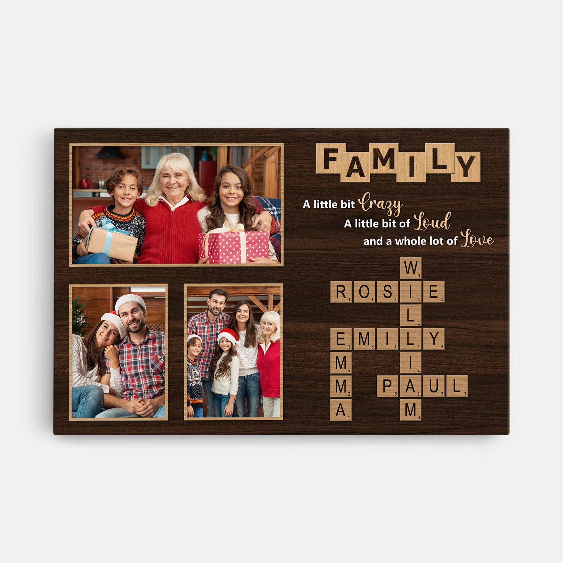 A Whole Lot of Love Personalized Family Crossword Canvas Art Print Keepsake Gift