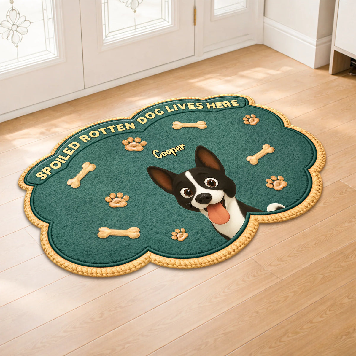 "Spoiled Rotten Dogs Live Here" - Personalized Shaped Dog Doormat for Dog Lovers