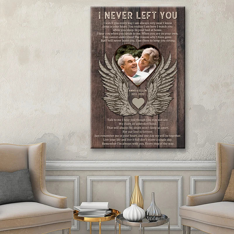 I Never Left You Personalized Memorial Canvas / Poster - Custom Photo Sympathy Keepsake for Loved One