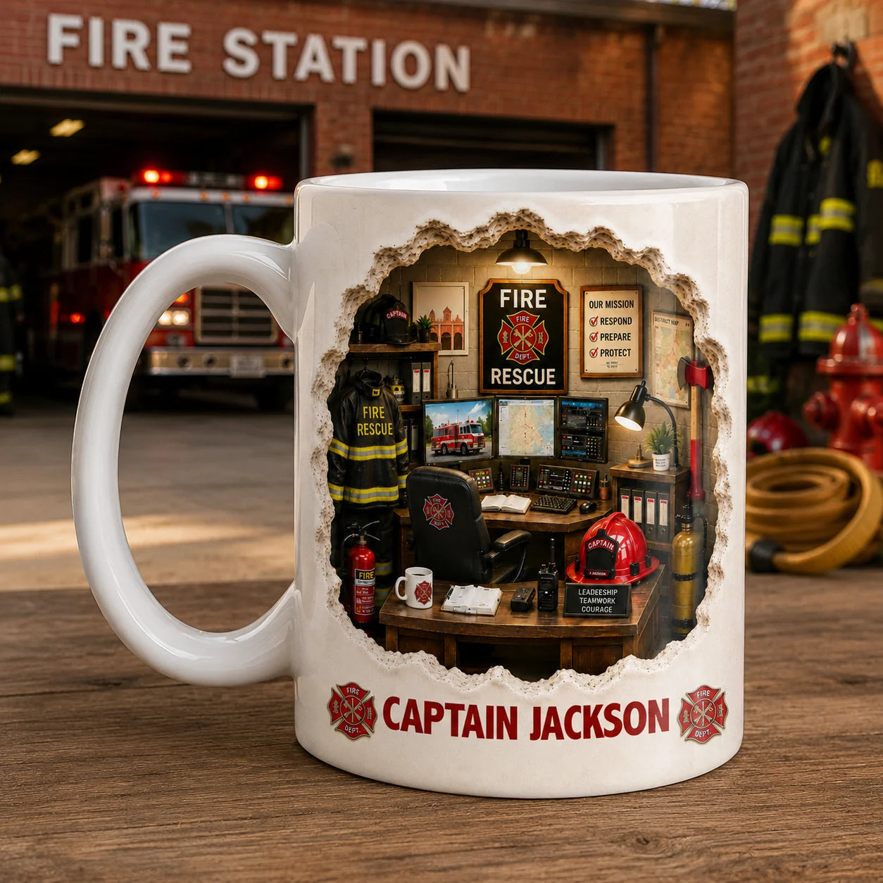 Personalized Firefighter Mug personalization view for Dad