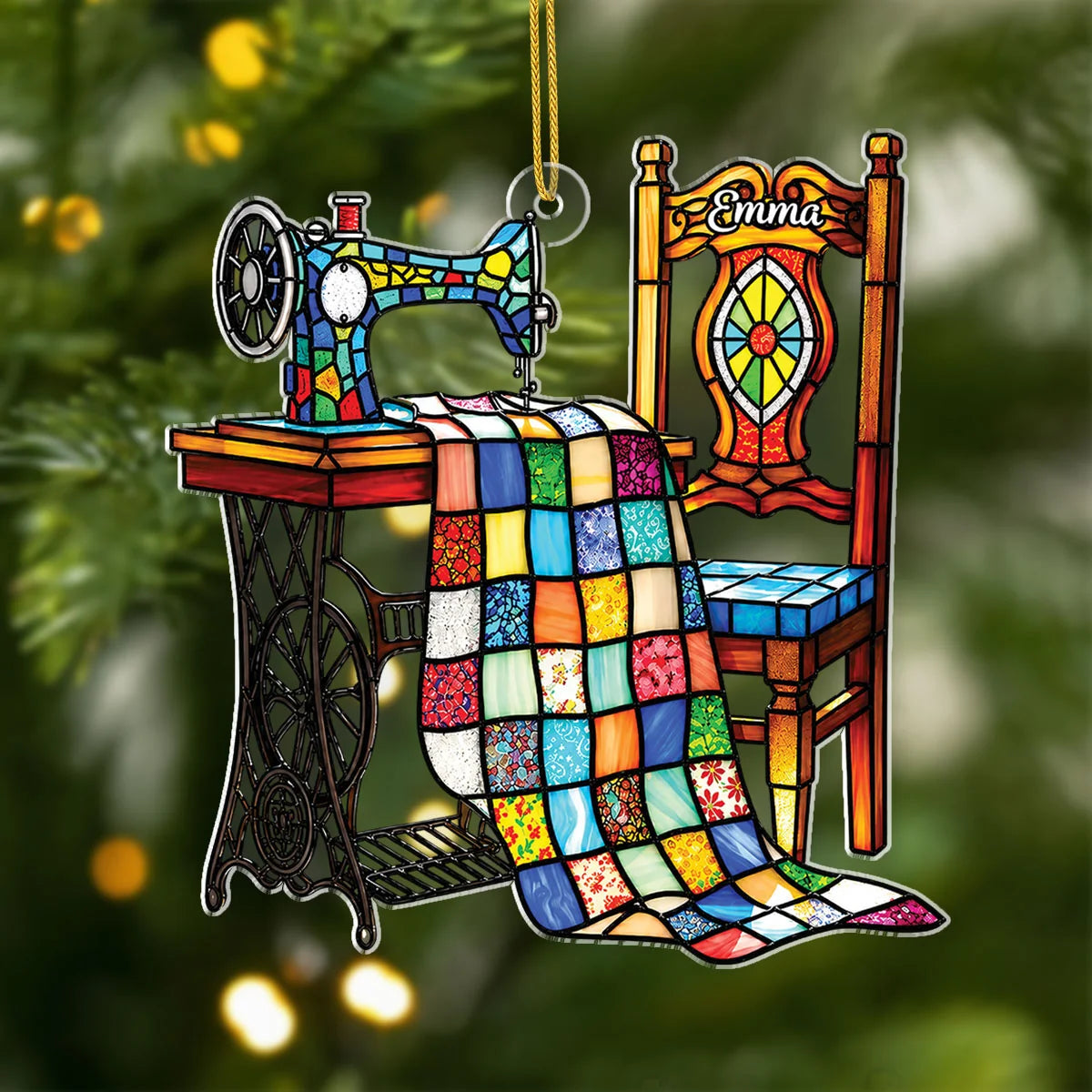 Vintage Sewing Machine Personalized Acrylic Ornament - Custom Gifts for Sewing Lovers