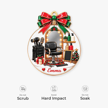 Hair Salon Station Personalized Acrylic Ornament - Christmas Gift for Hair Stylist