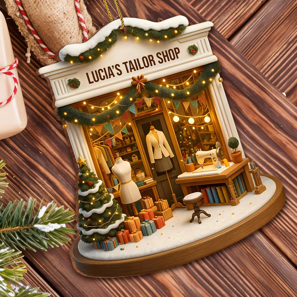 Holiday Spirit Tailor Shop Christmas Scene