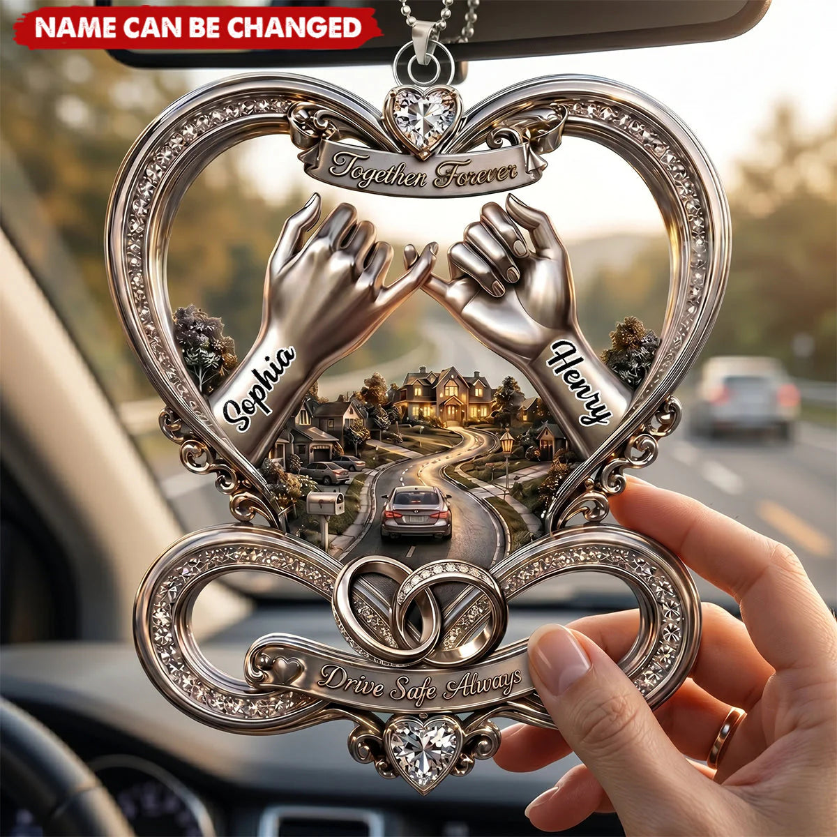 Custom Infinity Car Ornament personalization view for Couples