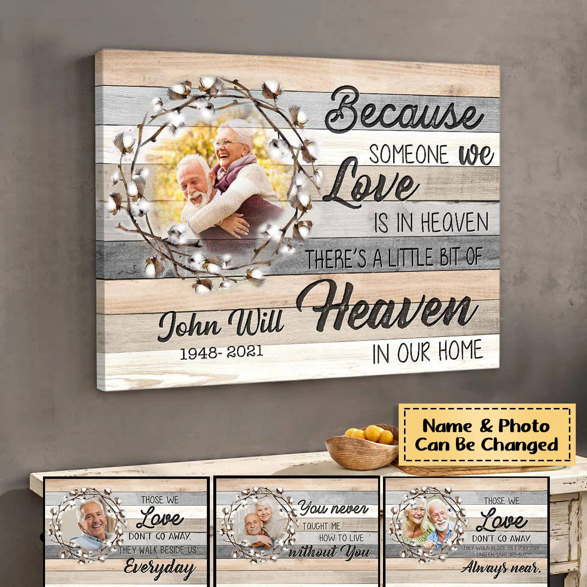 "Because Someone We Love Is In Heaven" Personalized Memorial Canvas / Poster - Custom Family Sympathy Keepsake Gift