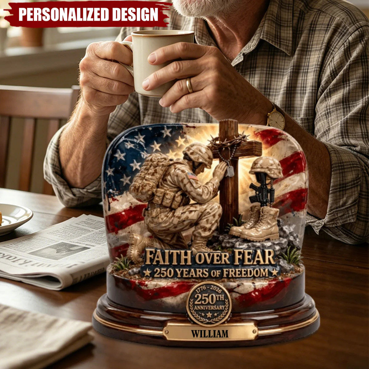 250Th America Anniversary Plaque personalization view for Military / Veteran