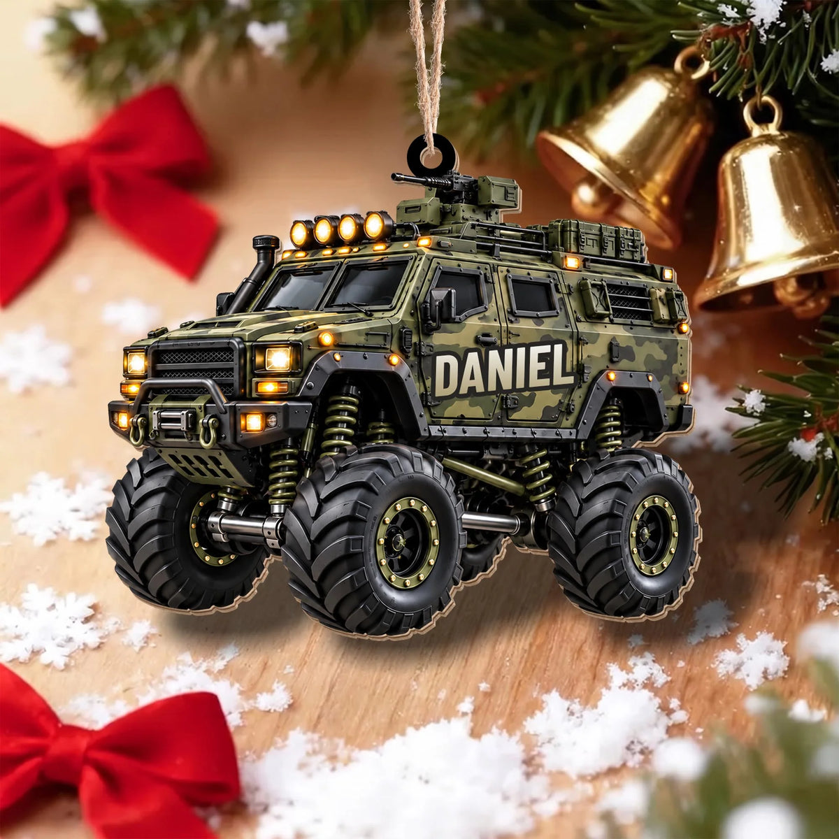 Ready For Adventure Personalized Monster Truck Wood Ornament - Custom Holiday Keepsake Gift for Son Grandson