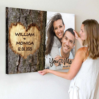 You & Me We Got This Personalized Couple Canvas / Poster - Custom Tree Carving Print for Anniversary