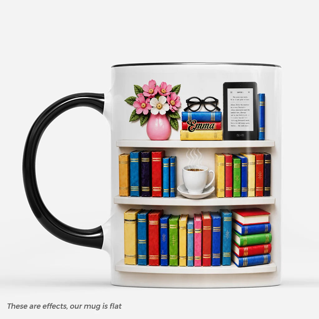 Custom Bookshelf Coffee Mug - Personalized Book Lovers Gift for Readers and Teachers