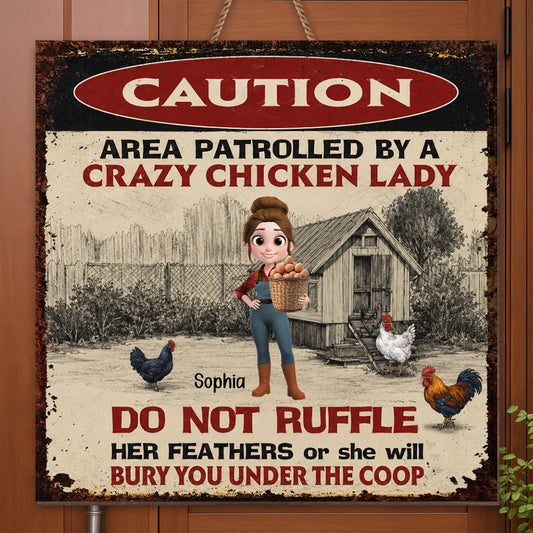 Personalized chicken lady wood sign with custom name quote for farm lovers and chicken coop wall decor