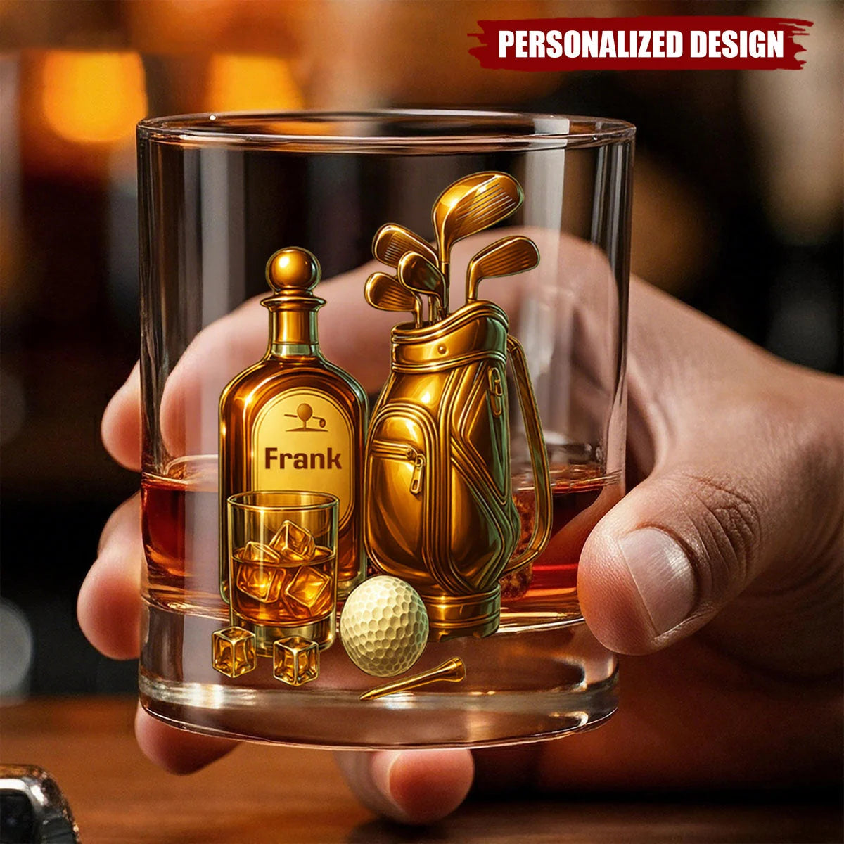 Custom Golf Whiskey Glass - Personalized Gift for Golf Lovers