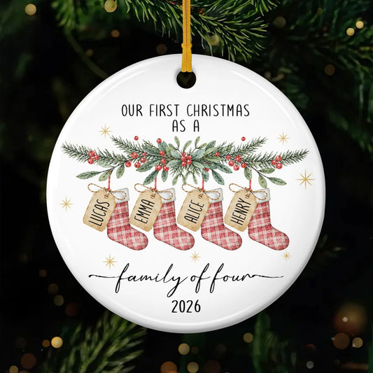 Our First Christmas as a Family - Personalized Family Christmas Ceramic Ornament