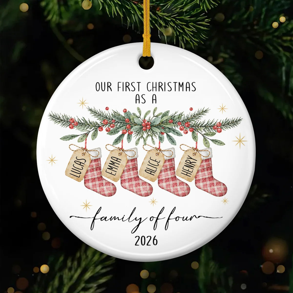 Our First Christmas as a Family - Personalized Family Christmas Ceramic Ornament