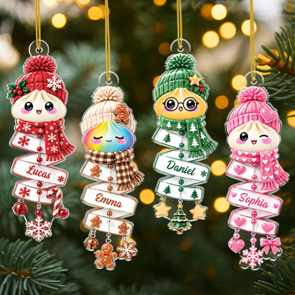 Cute Winter Dumpling Personalized Acrylic Ornament - Custom Christmas Keepsake for Kids & Family