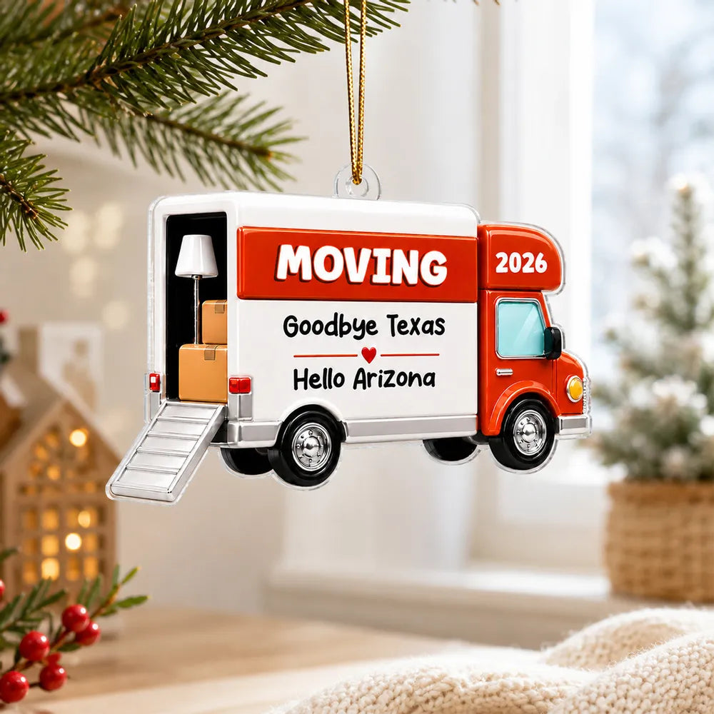 Moving Van Personalized Acrylic Ornament - New Home Keepsake