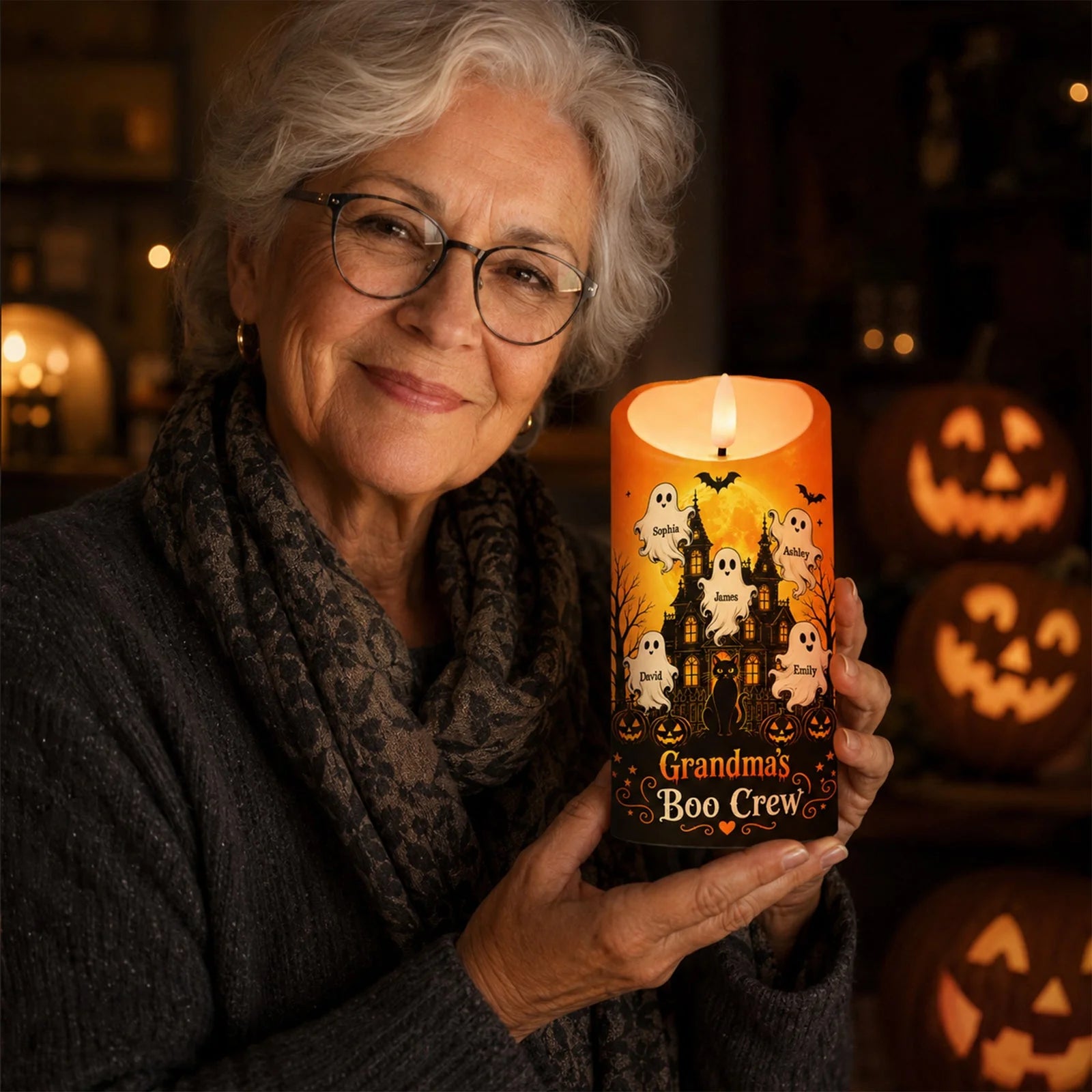 Led Candle material and size view - Custom Grandma's Little Boo Crew Led Candle