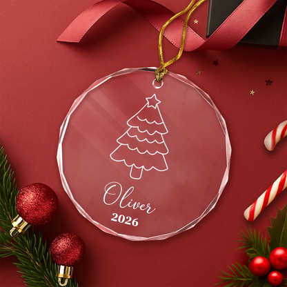 Personalized Family Name Glass Ornament - Custom Christmas Tree Keepsake Gift for Family
