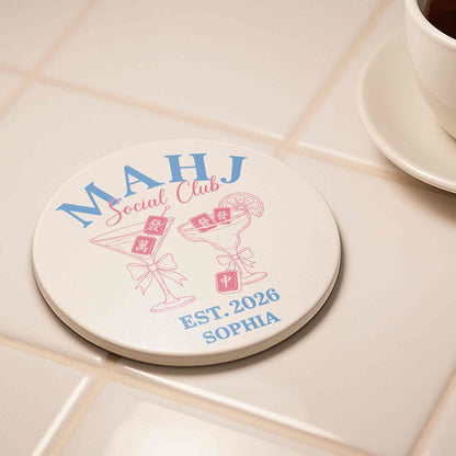 Ceramic Ornament material and size view - Personalized Mahjong Ceramic Coaster