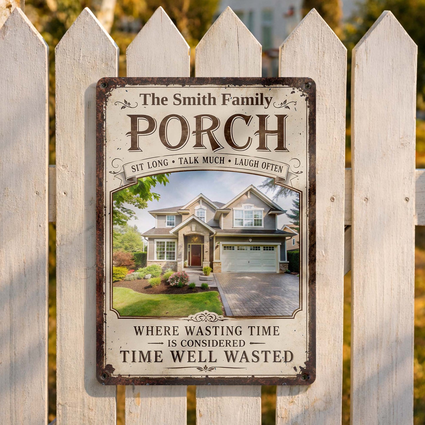Personalized Porch Sign With Photo personalization view for Family