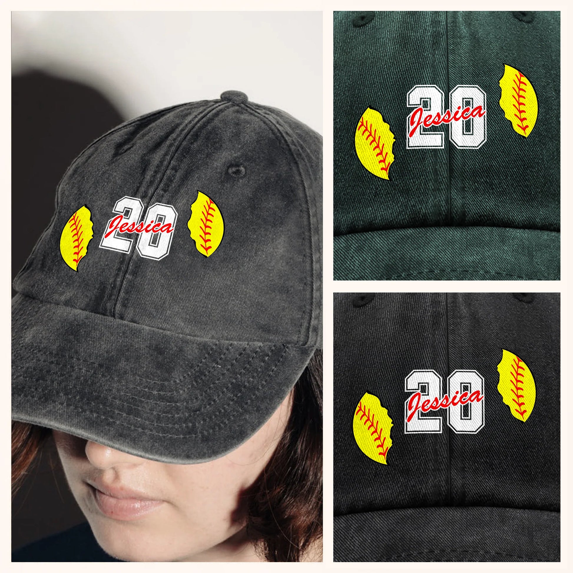 T-Shirt / Hoodie material and size view - Personalized Sports Baseball Cap