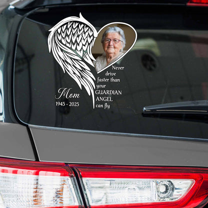 Personalized photo memorial decal with angel wings for car window memorial gift image 7