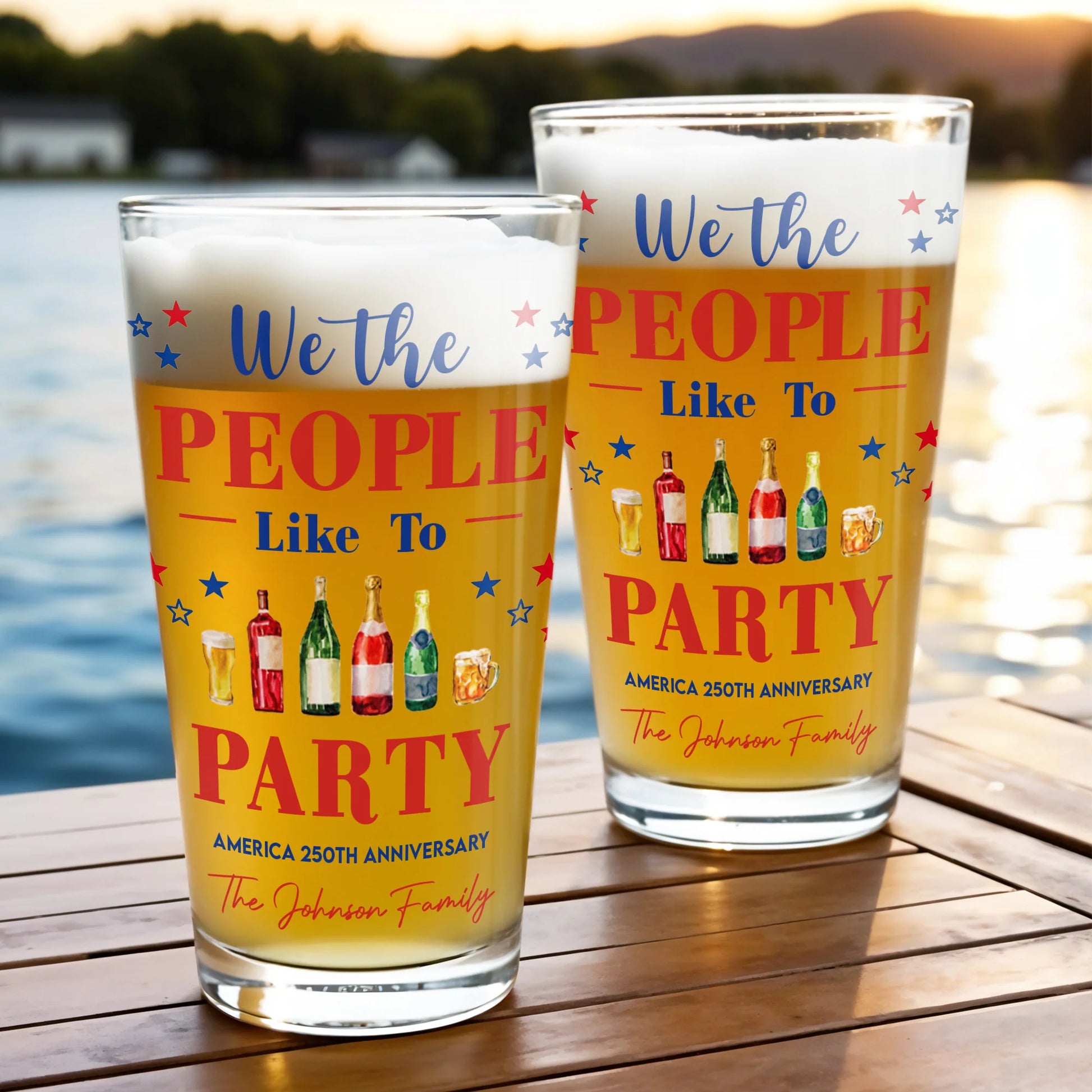 Personalized Usa 250Th Anniversary Beer Glass personalization view for Family