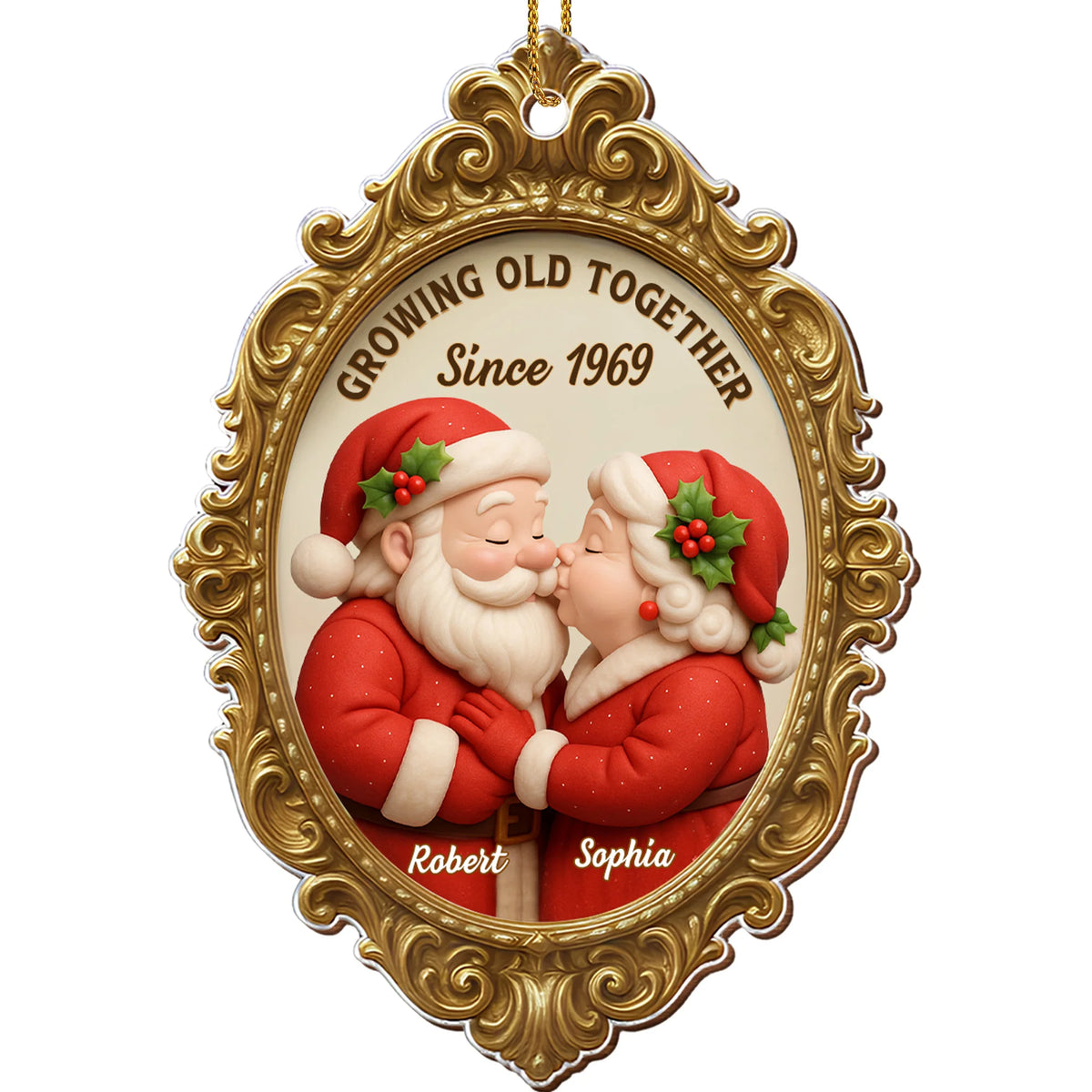 "Growing Old Together Since" Personalized Wood Ornament - Christmas Holiday Keepsake Gift for Couples