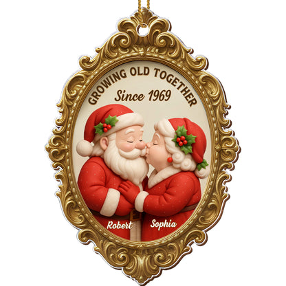 "Growing Old Together Since" Personalized Wood Ornament - Christmas Holiday Keepsake Gift for Couples