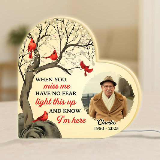 "When You Miss Me" Personalized Memorial Photo Light Box - Custom In Loving Memory Keepsake