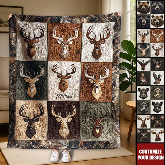 Love Hunting Personalized Blanket - Custom Name Gift for Hunter