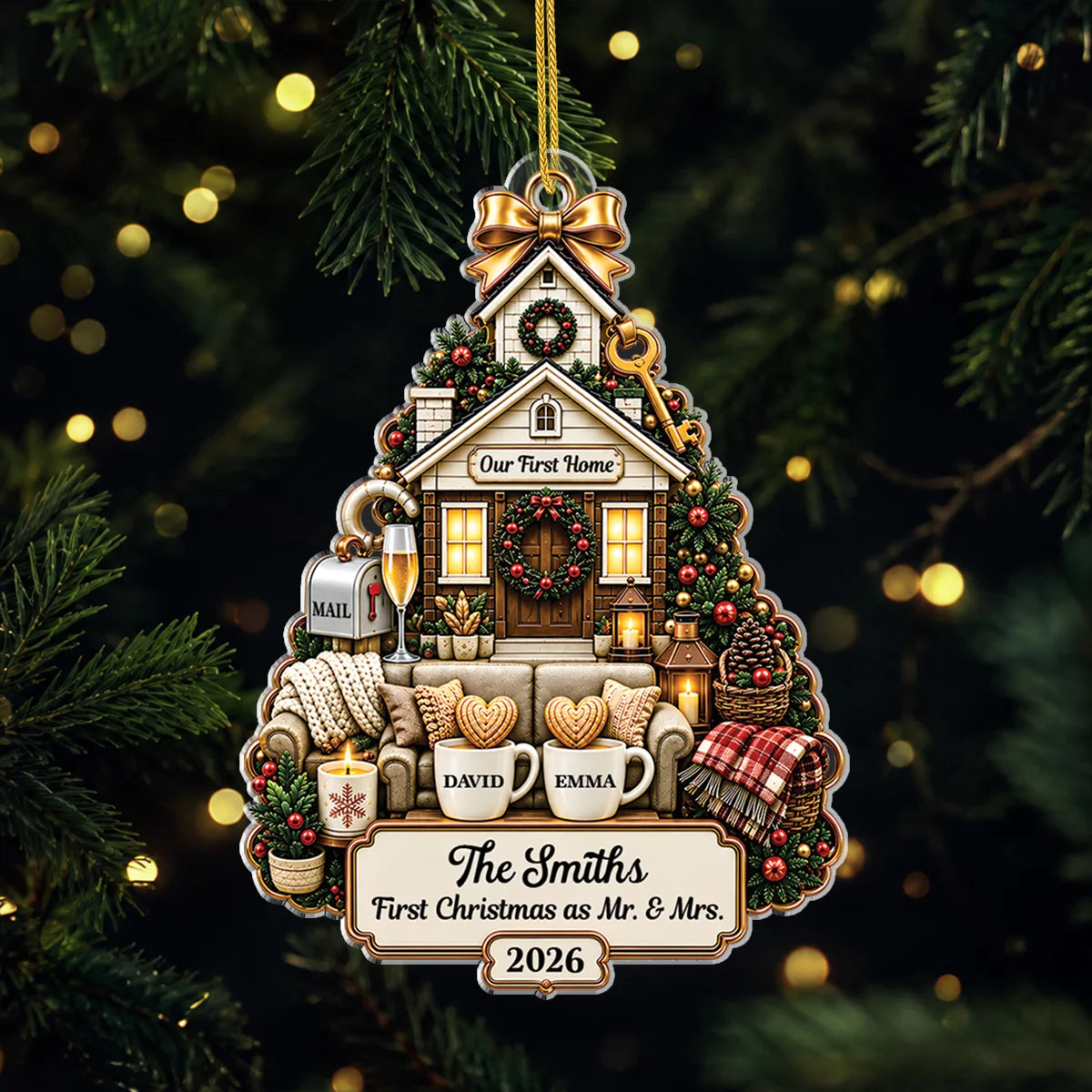 Our First Home Mr & Mrs Personalized Acrylic Ornament - Custom First Christmas Keepsake Gift