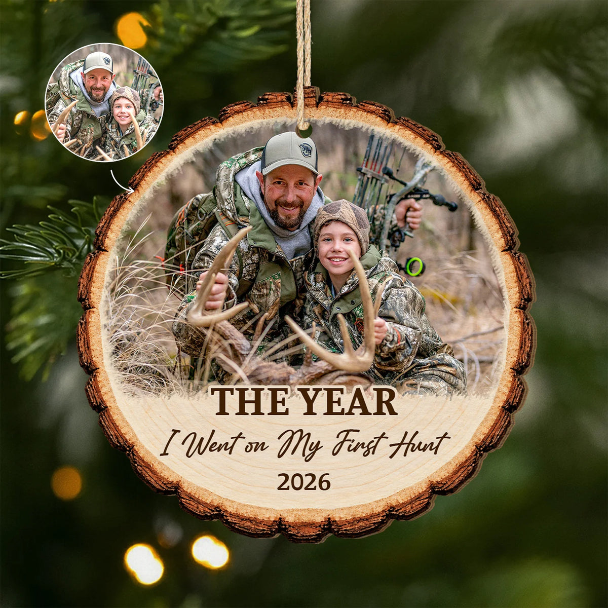 The Year I Went on My First Hunt - Personalized Wood Ornament for Dad Son Keepsake