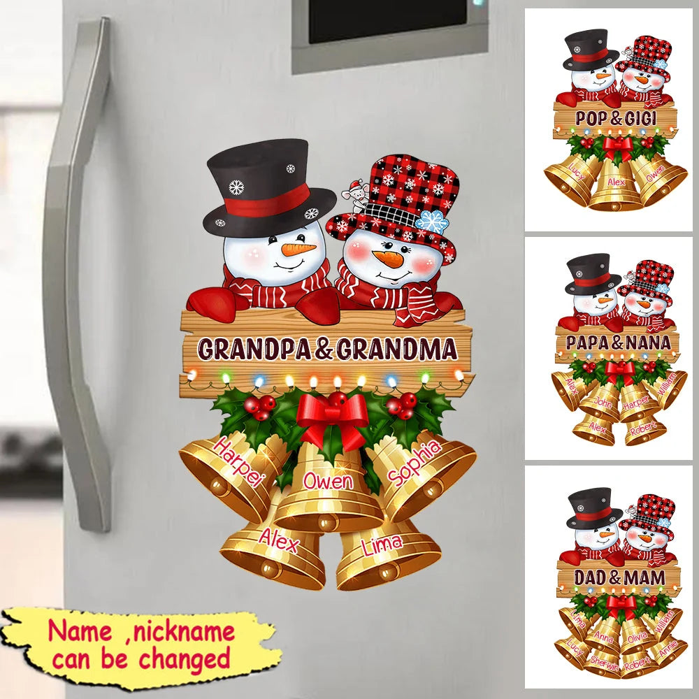 Grandpa & Grandma Custom Snowman Decal - Personalized Christmas Family Gift Sticker