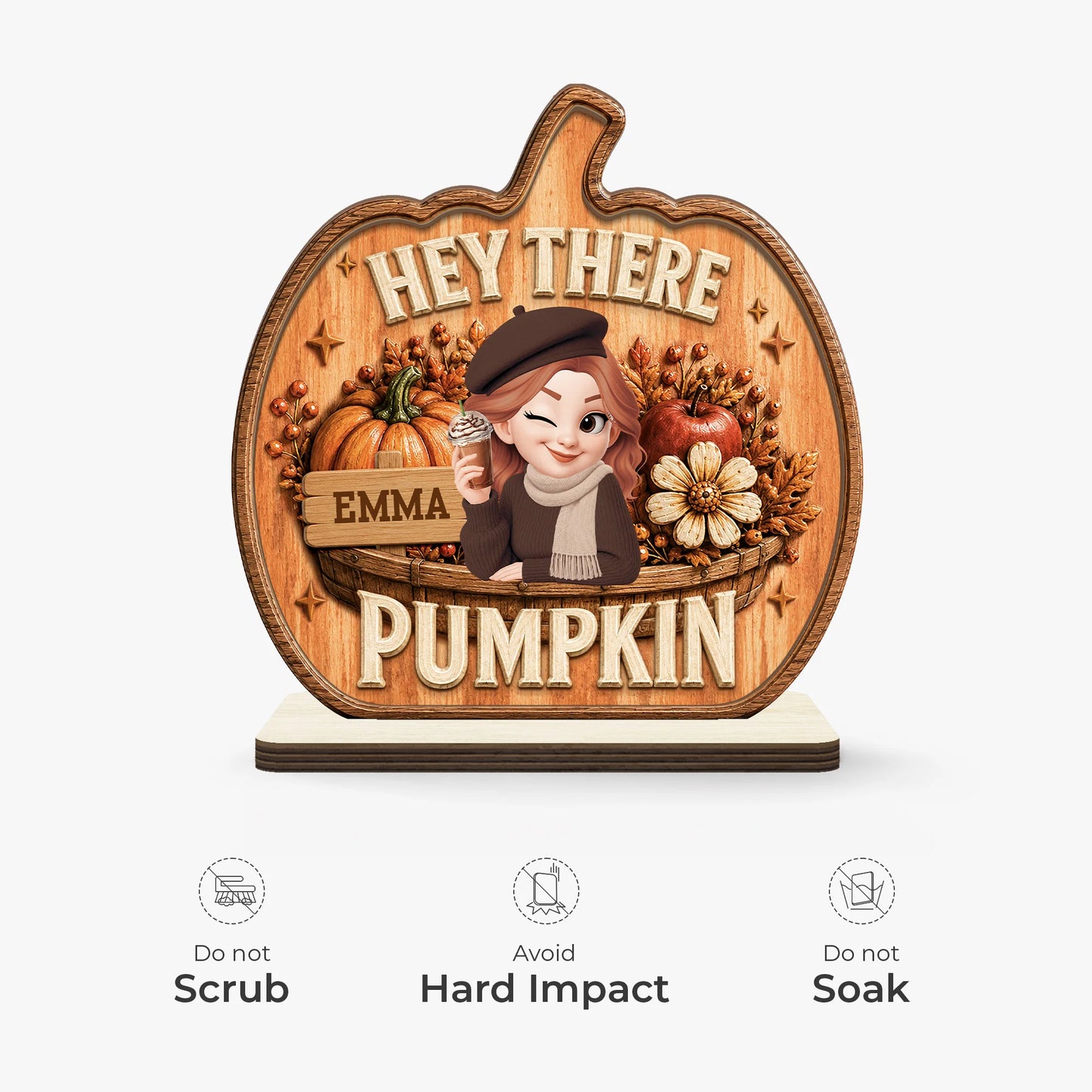 Hey There Pumpkin Custom Fall Wooden Plaque - Personalized Autumn Decor Keepsake Gift