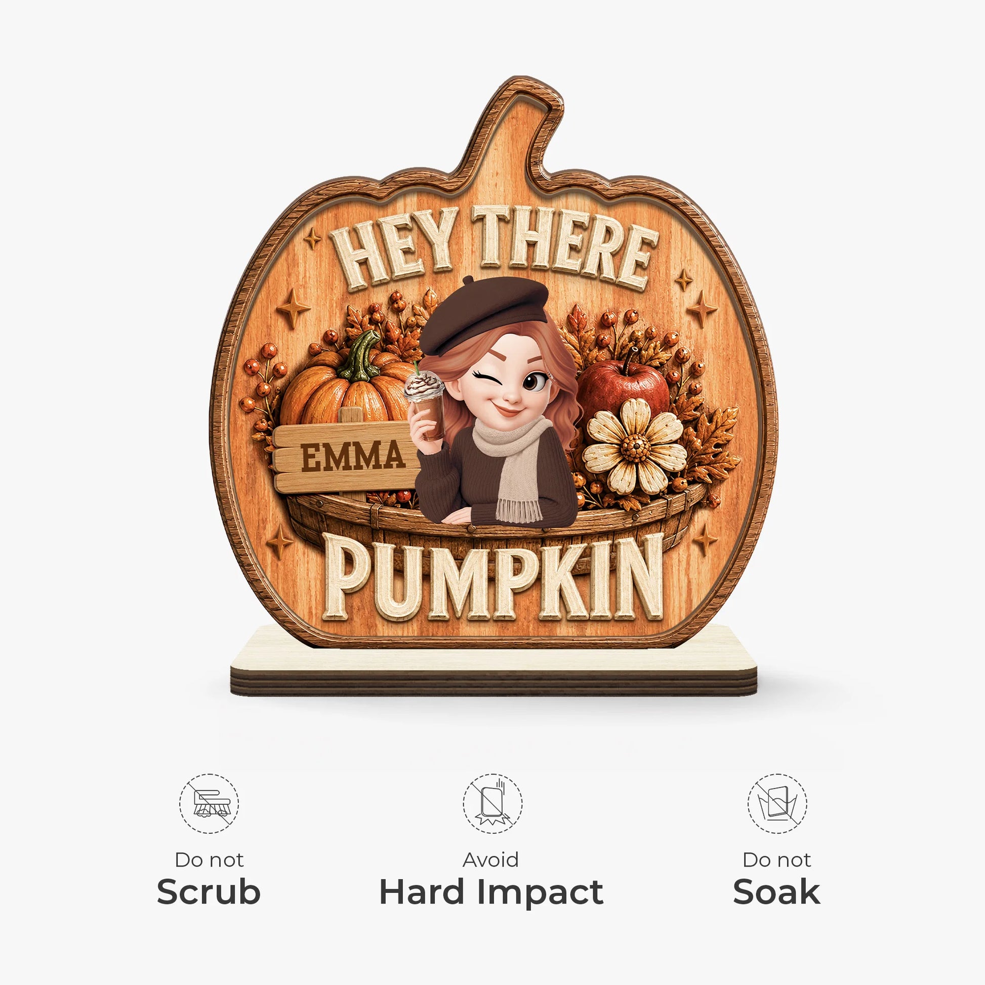 Hey There Pumpkin Custom Fall Wooden Plaque - Personalized Autumn Decor Keepsake Gift