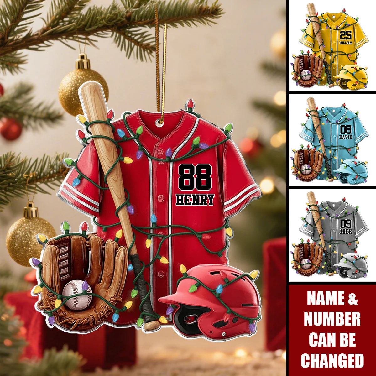 Personalized Baseball Jersey Ornament - Custom Name & Number Holiday Keepsake