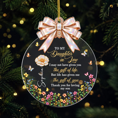 "Gift of You" Custom Daughter in Law Acrylic Ornament - Personalized Floral Keepsake Gift