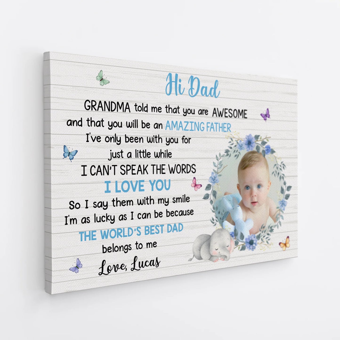 Hi Mommy Grandma Told Me You Are Awesome - Custom Photo Canvas / Poster Gift for New Mom