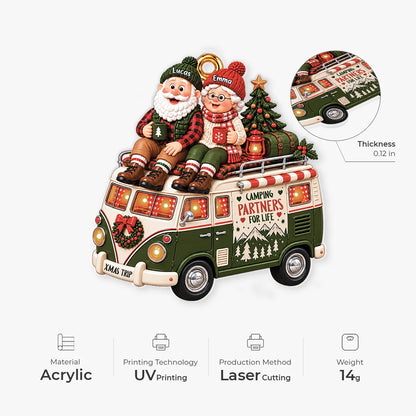 Camping Partners For Life Personalized Acrylic Ornament - Couples Camper Van Gift
