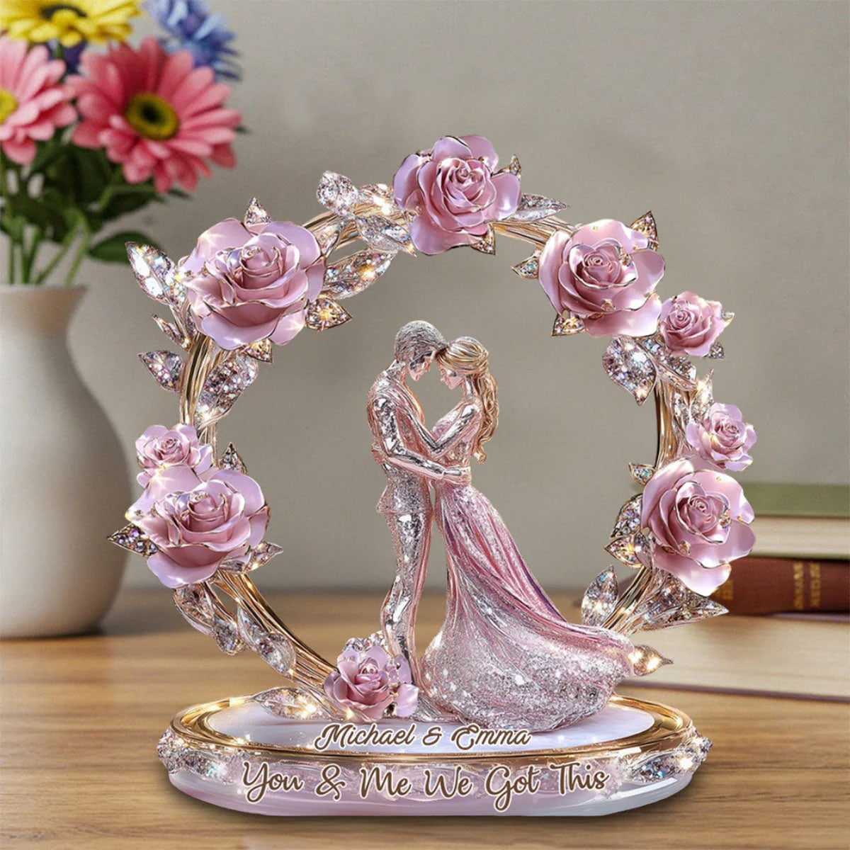 Plaque material and size view - Custom Couple Acrylic Plaque