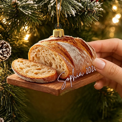 Personalized Sourdough Bread Christmas Acrylic Ornament - Custom Name Keepsake Gift for Bakers