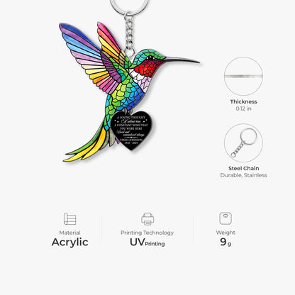Personalized Bird Memorial Keychain - Hummingbird, Cardinal, Parakeet, Robin Sympathy Gift, Custom Name Loss of Loved One Keepsake